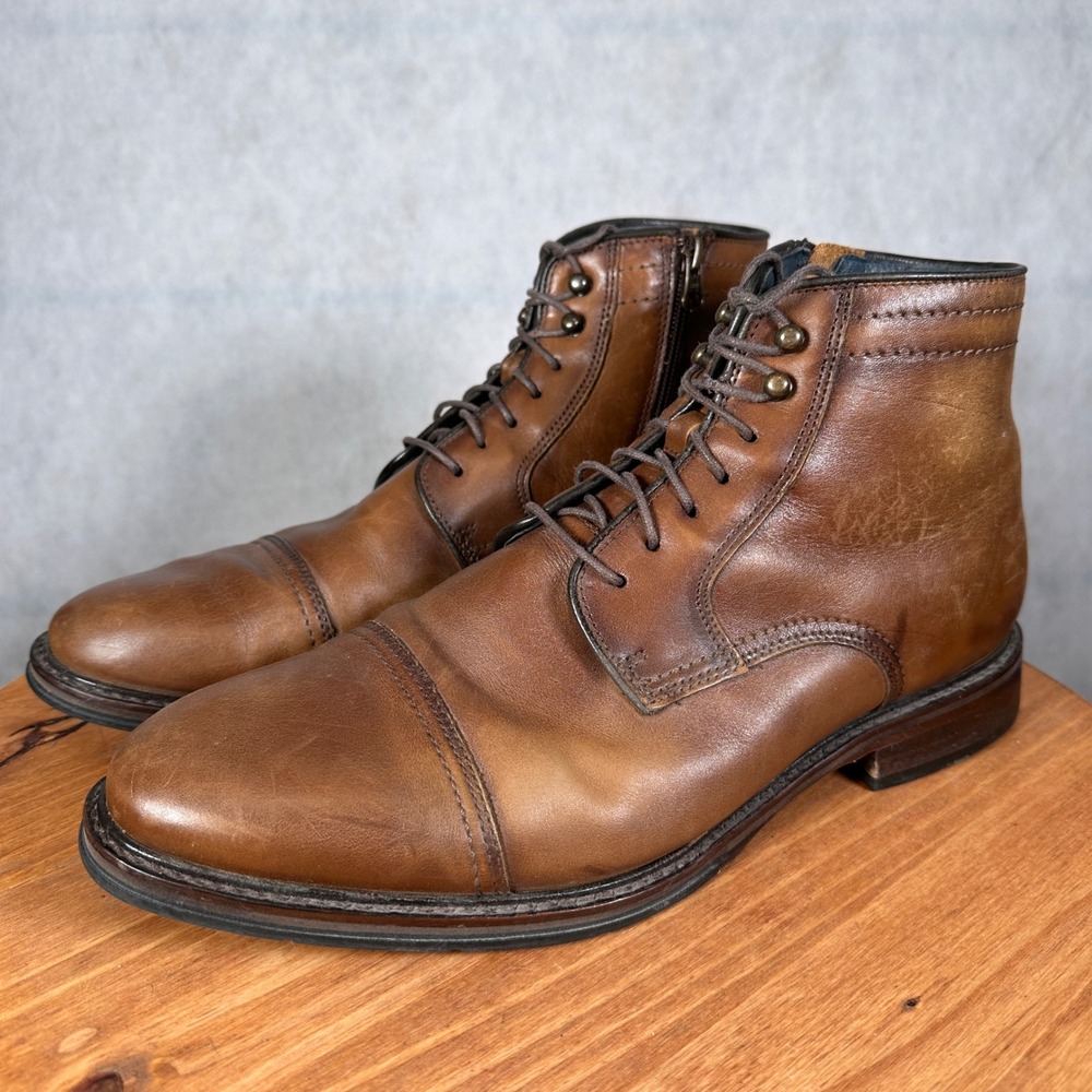 Johnston & Murphy XC Flex Boots Mens 11.5 Tan Good Cap Toe Side Zip 20-2764